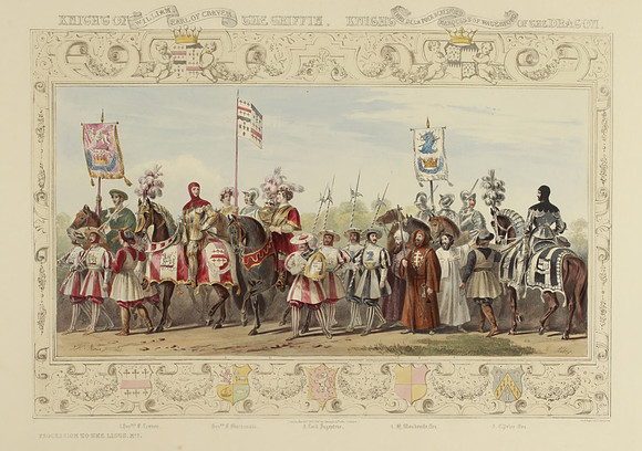 Eglinton Tournament Plate VII - William, Earl of Craven - Knight of the Griffin + Henry de la Poer Beresford, Marquess of Waterford - Knight of the Dragon (published circa 1843)