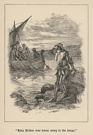 Vintage Illustration - "King Arthur was borne away in the barge."