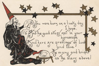 Vintage Postcard - Wizard Horoscope Poem