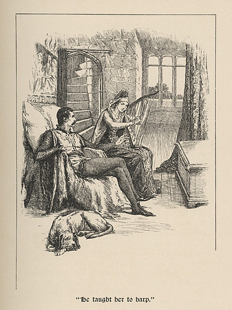Vintage Illustration - "He [Tristram] taught her [Iseult] to harp."