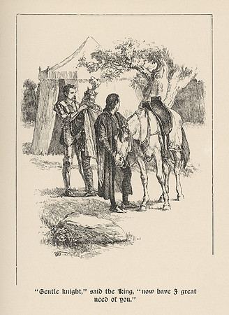 Vintage Illustration - "Gentle Knight [Sir Tristram]," said the King [Anguish of Ireland], "now have I great need of you."