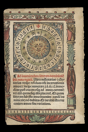 Vintage Woodcut Prayer Book Page - Hortulus Animae Sun Wheel