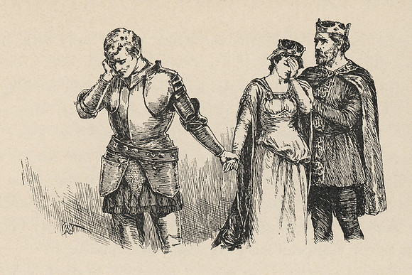 Vintage Illustration - The Departure of Sir Lancelot