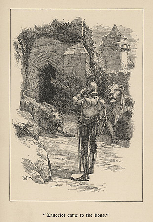 Vintage Illustration - "Lancelot came to the lions."