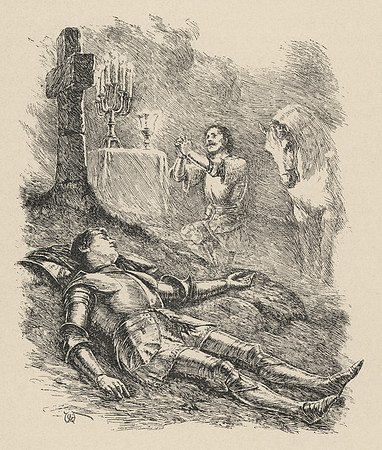 Vintage Illustration - Sir Lancelot's Chapel Vision