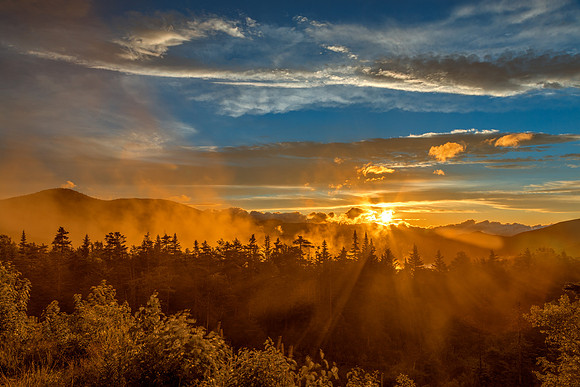 Misty Gold Mountain Sunset