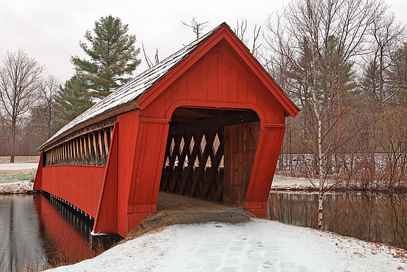 Jack O'Lantern Snow Covered Bridge