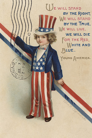 Vintage July 4 Postcard - Young Uncle Sam