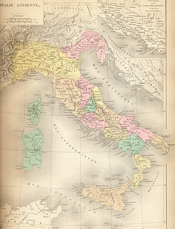 Vintage French Map - Ancient Italy