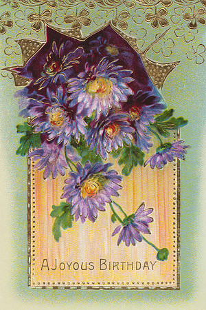 Vintage Floral Postcard - A Joyous Birthday