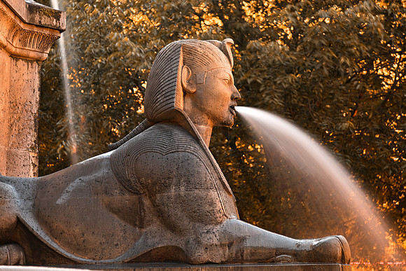 Sunset Fountain Sphinx