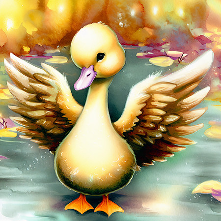 Golden Watercolor Goose