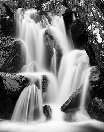 Ogwen Cottage Falls - Black & White