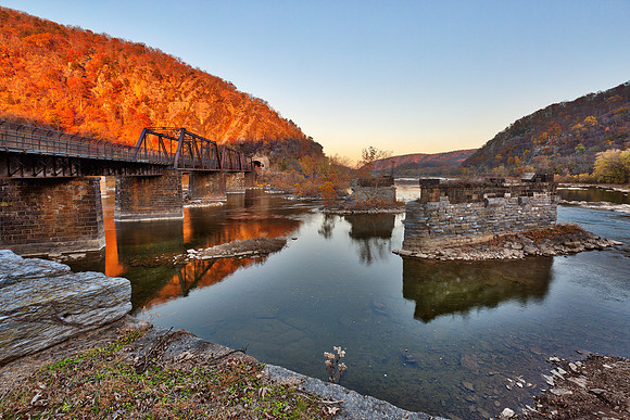 Rustic Autumn River Sunset
