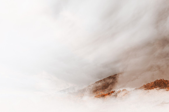 Blinding Amber Mountain Fog