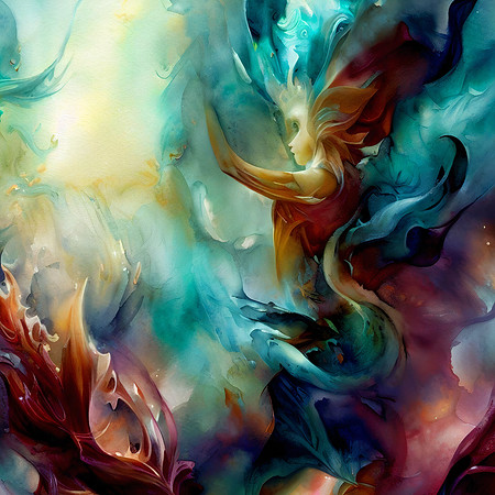 Abstract Watercolor Mermaid
