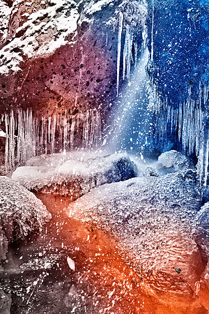 Vibrant Acrylic Winter Stream