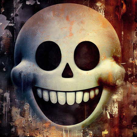 Happy Grunge Skull Emoji