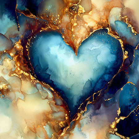 Golden Sapphire Heart