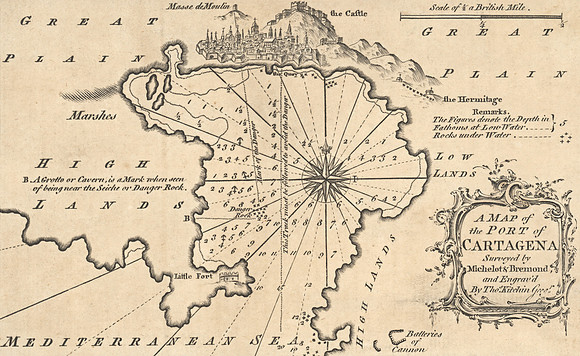 Vintage Map - Port of Cartagena