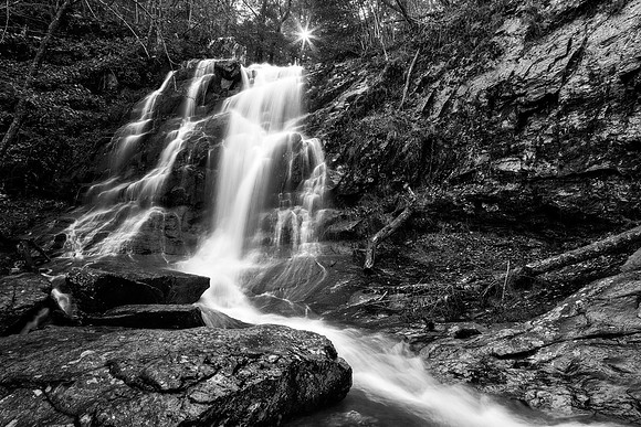 Jones Sun Waterfall - Black & White