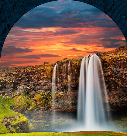 Seljalandsfoss Sunset Fantasy