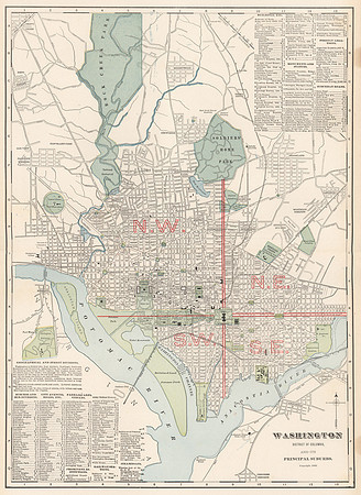 Vintage Map - Washington District of Columbia, and its Principal Suburbs