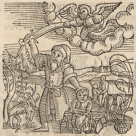 Vintage Woodcut - Abraham's Trial by Sacrifice