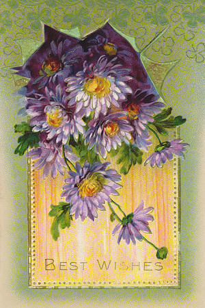 Vintage Floral Postcard - Best Wishes 1