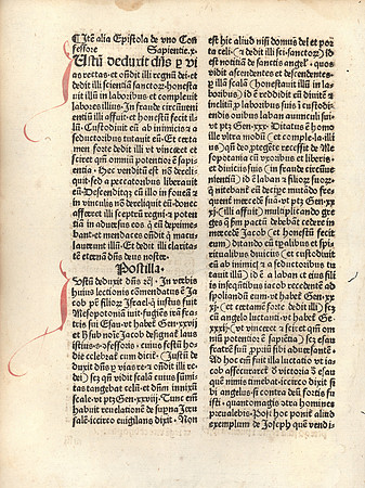 Postilla Incunable Leaf (verso)
