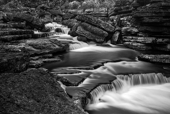 Rugged Caney Fork Cascades - Black & White