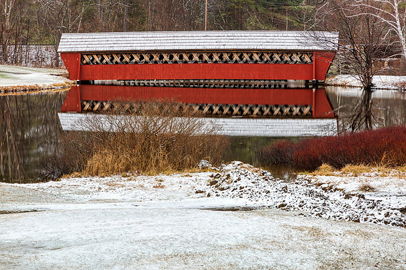 Winter Reflection of Jack O'Lantern Covered Bridge