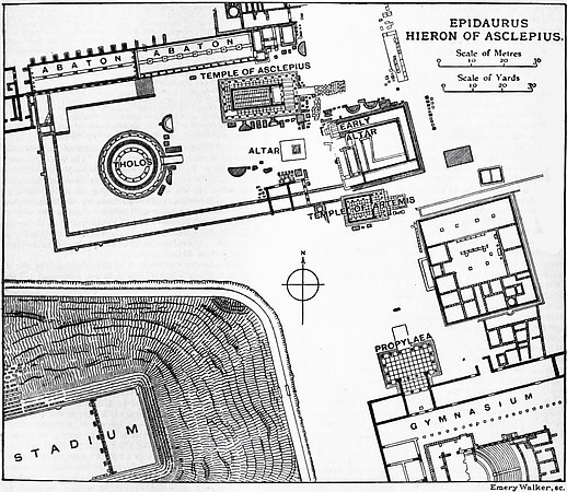 Epidaurus - Hieron of Asclepius (by Emery Walker circa 1911)