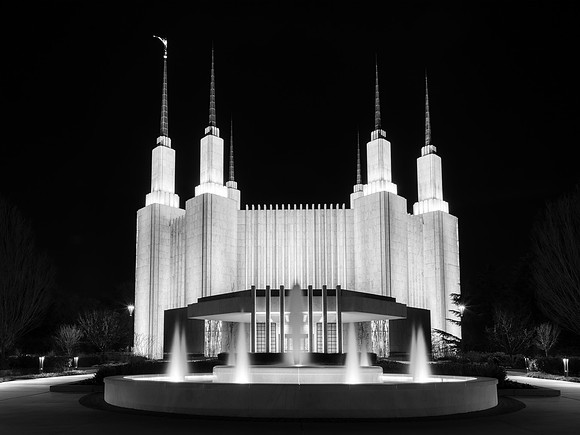 Glowing Night Temple - Black & White