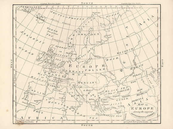 Vintage Map - Japhet Europe