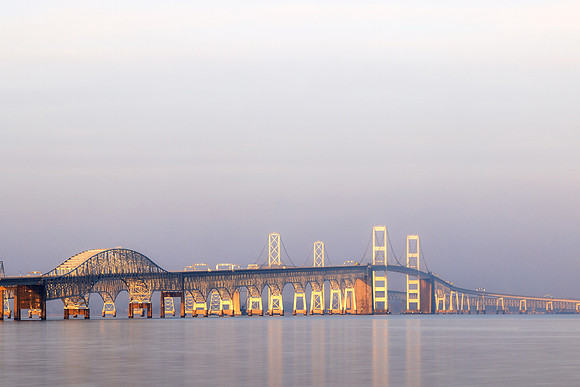 Golden Hour Haze - Chesapeake Bay Bridge