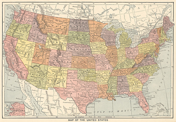 Vintage United States Map (circa 1911)