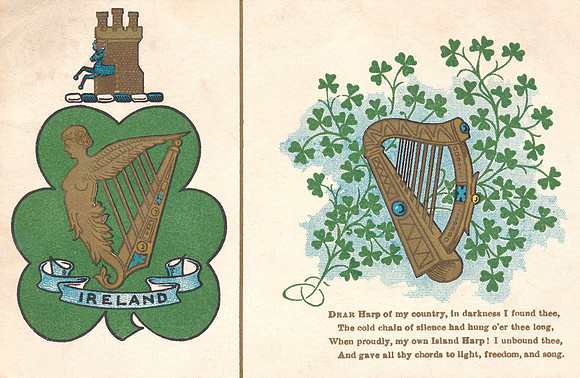 Vintage Postcard - Ireland Harp