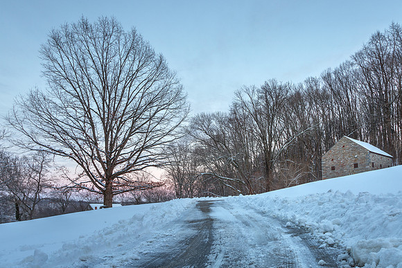 Winter Twilight Driveway