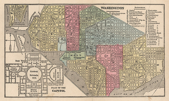 Vintage Washington Map & Plan of the Capitol