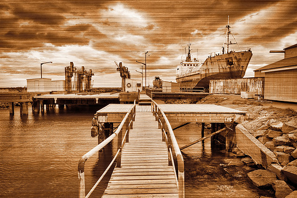 Sepia Shipyard Lines - Akranes