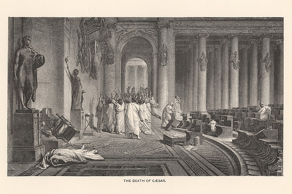 Vintage Image Plate - Death of Caesar
