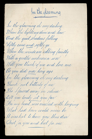 Vintage Handwritten Poem - In the Gloaming