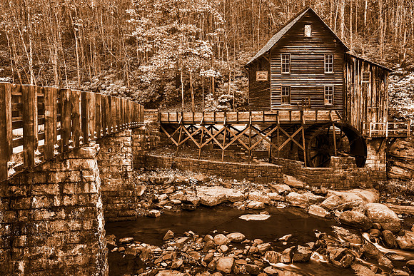Glade Creek Grist Mill - Sepia Nostalgia