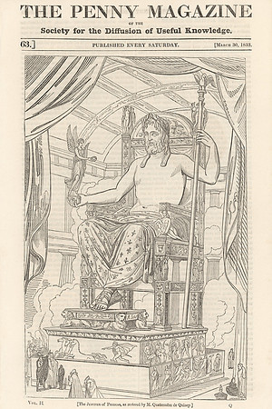 Vintage Penny Magazine Front Cover - March 30, 1833, featuring Jupiter of Phidias