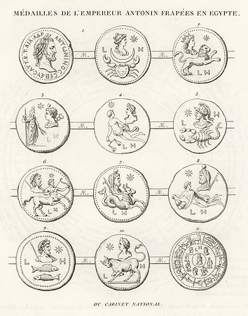Vintage Image Plate - Antoninus Pius Zodiac Coins