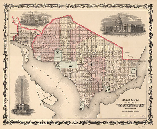Vintage Map - Georgetown and the City of Washington