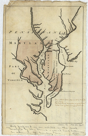 Maps of the Maryland-Pennsylvania boundary used as trial exhibits in the 1735 court suit brought by the Penns against Lord Baltimore to determine the official interprovincial boundary line