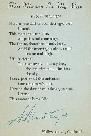 Forgotten Montague Poem - This Moment Is My Life