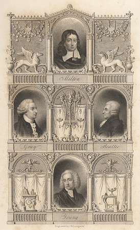 Vintage Frontispiece Poets - Milton, Young, Gray, and Beattie